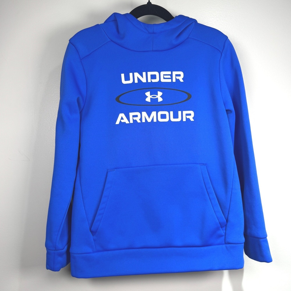 Under Armour Royal Blue Fleece Logo Hoodie Sweatshirt Boys S Athletic Athleisure
